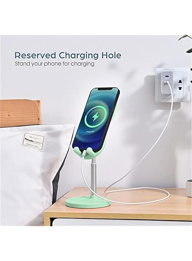 Cute Cell Phone Stand, Adjustable Bunny Phone Stand for Desk, Thick Case Friendly Holder Compatible with iPhone, Kindle, iPad, Switch, All Phones (Green) - Image 3
